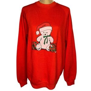 Vintage 80’s Holiday Christmas Teddy Bear Crewneck Sweatshirt